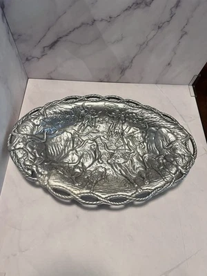 1993 Arthur Court Aluminum Longhorn Cowboy Western Platter - Image 1 of 4