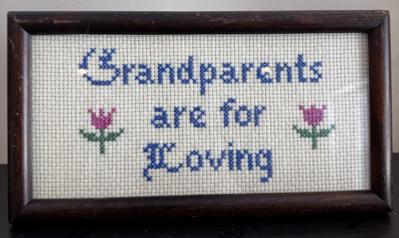 VTG NEEDLEPOINT Embroidery Grandparents Tulips Cottage Core Cozy Flowers