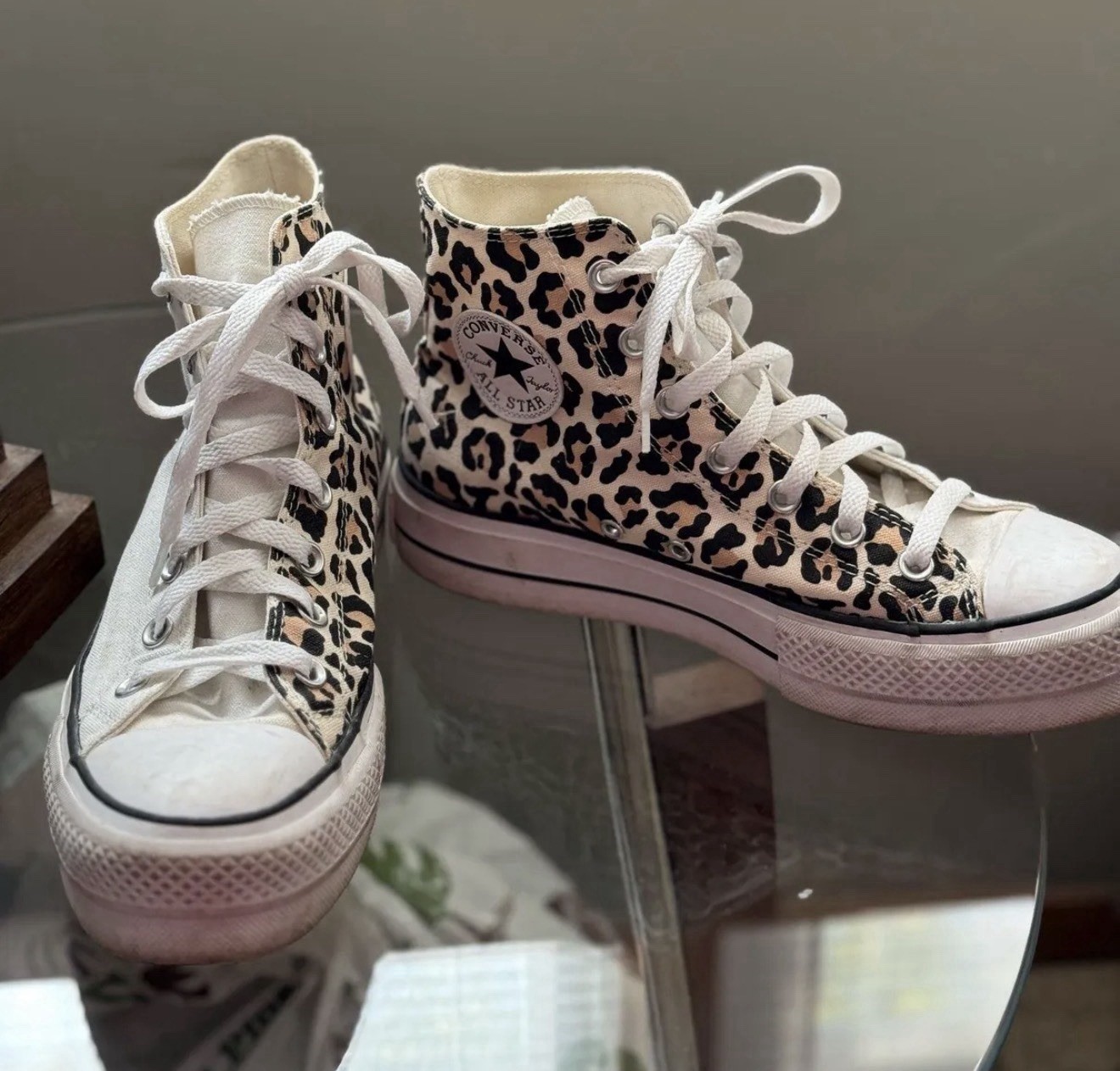 Women’s Custom Leopard Platform Converse Shoe Siz… - image 1