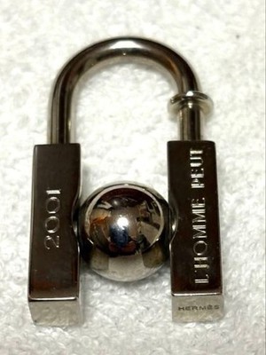 HERMES Cadena Vorhängeschloss Taschenanhänger Metall Silber 2001 Limited...