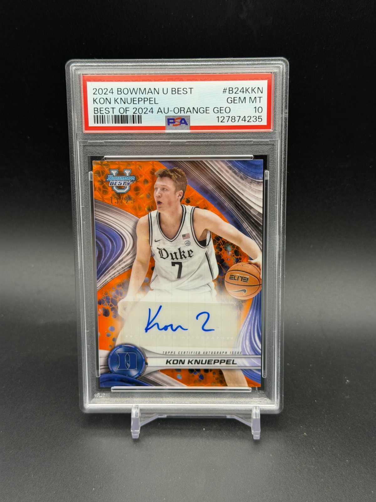 2024-25 Bowman Best U KON KNUEPPEL Best of 2024 AUTO Orange Geometric /25