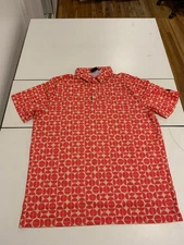 Sunday Swagger Shirt XL Peach Golf Performance Polo Retro Geometric Preppy Tenni