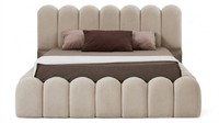 Bett Doppelbett Schlafzimmer Gepolstertes Kopfteil Textilien Holz