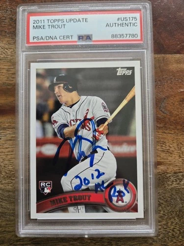 2011 TOPPS UPDATE #US175 MIKE TROUT AUTO PSA 2012 AL ROY INSCRIPTION Rookie Card