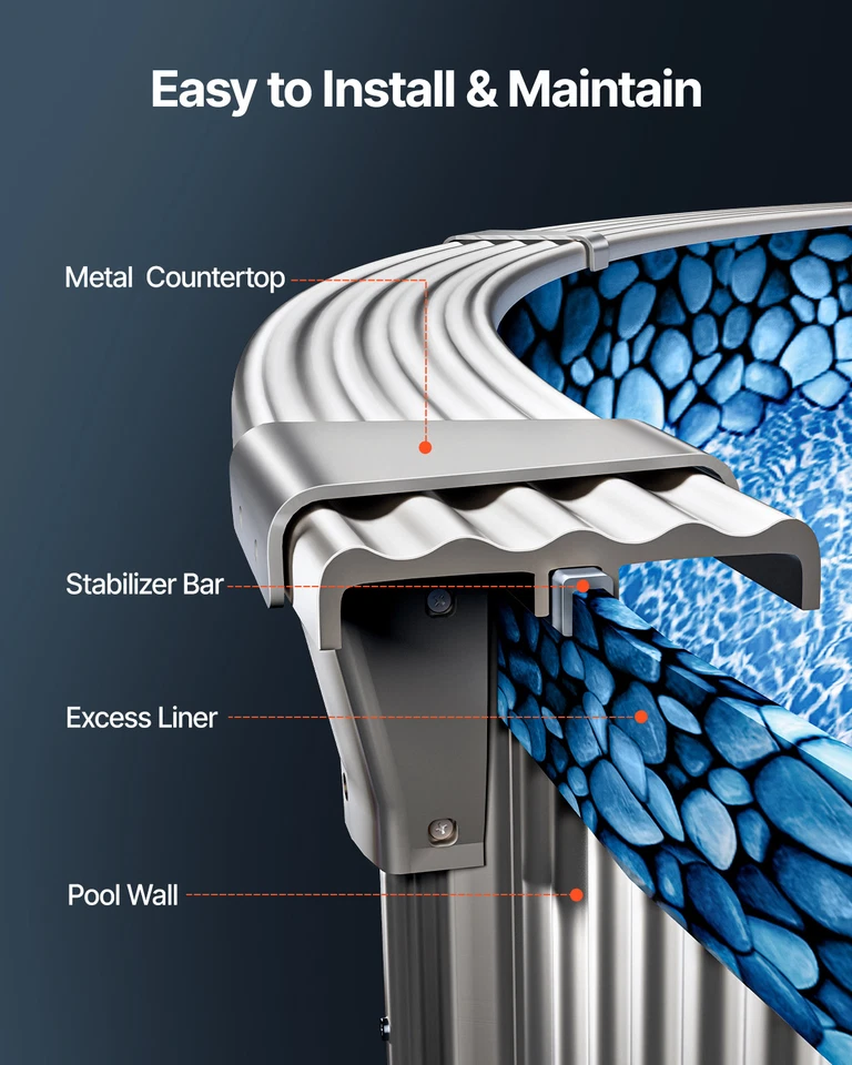 VEVOR Revêtement de Piscine Ronde Doublure Durable Style Chevauchement 244x147cm - Photo 4/4