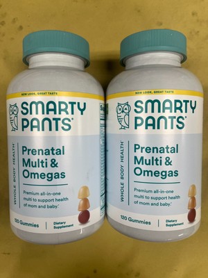 2 New SmartyPants Prenatal Multi & Omegas - 120 Gummies Each Bottle Exp. 06/2026