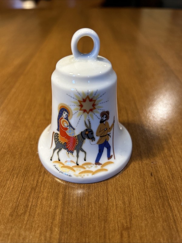 Vtg. Christmas Bell Porcelain Alt Tirschenreuth 1838 Germany Nativity Scene