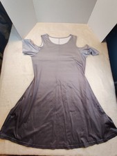 Women's Cold Shoulder Shirt Dress Size Medium Gray Fade Knee Length