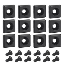 12Pcs 3030 EU Standard Aluminum Profile End Caps with Screws, Black 30 x 30mm