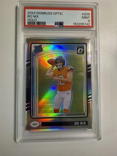 2024 Panini Donruss Optic - Rated Rookie Bo Nix #209 Holo Prizm (RC) PSA 9
