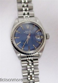 VINTAGE ROLEX OYSTER PERPETUAL DATE WATCH 6917 SS NAVY BLUE DIAL