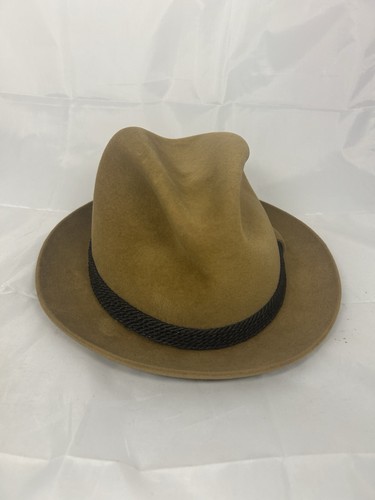 Vintage Fedora Hat Knox NY Brown Feather Velvet Braided Belt