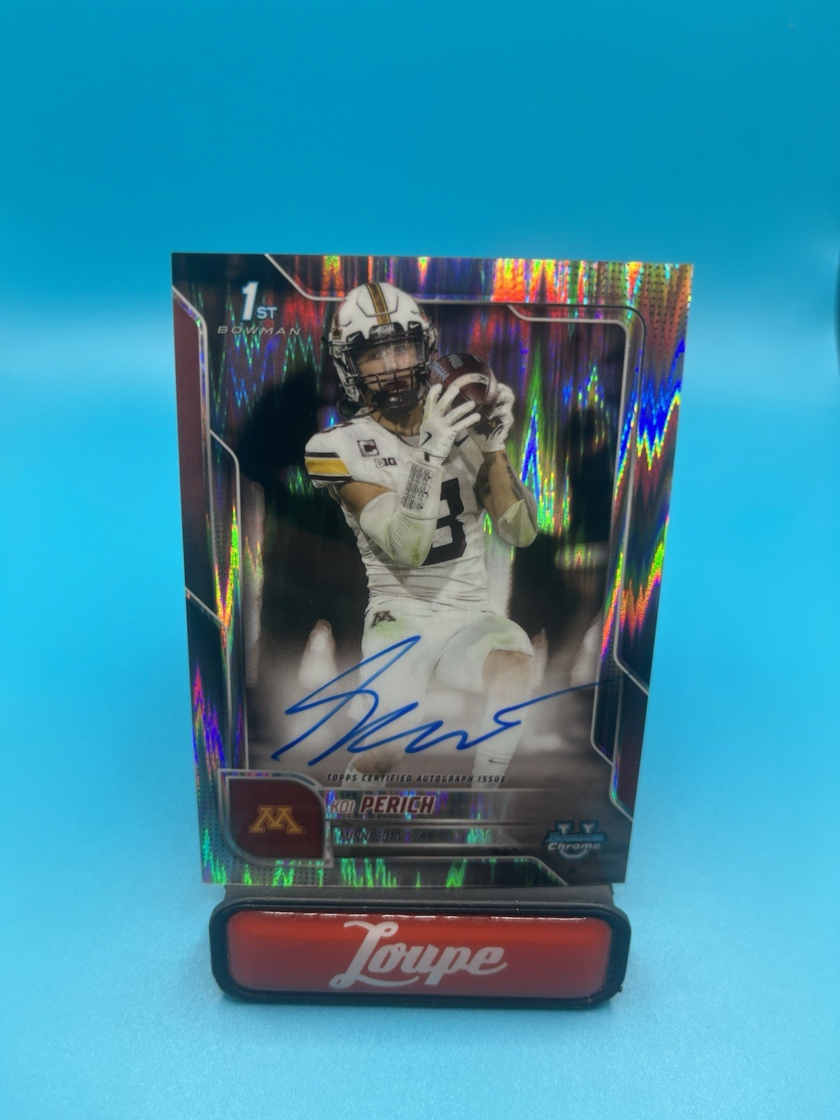 Koi Perich 2025 Bowman Chrome U 1st Stealth Refractor On Card Auto Minnesota