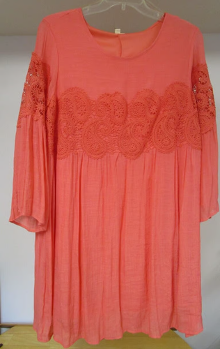 Women’ Plus Size Indigo Rose Summer Boho Dress Orange Coral Lace 2X - Picture 12 of 12