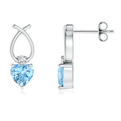ANGARA natürliche Aquamarin Ohrringe mit Diamant in Silber für Damen (4 mm)