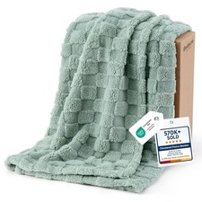 Bedsure GentleSoft Sage Green Throw Blanket for Couch - Checkered Cute Fleece Bl