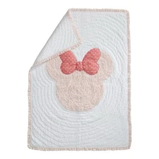 Ethan Allen Disney Minnie Mouse Pink Ruffle Quilt Set 48x38 + Pillowcase 20x12