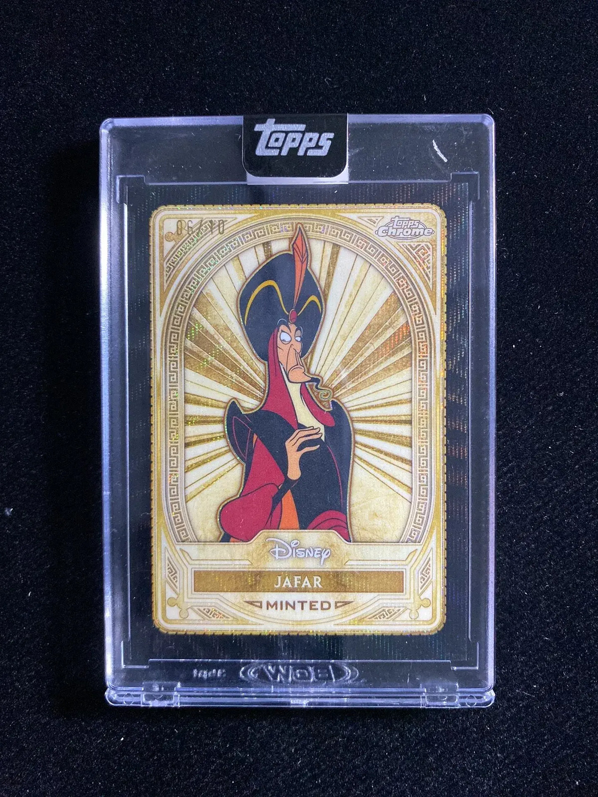 2025 Topps Chrome Disney Minted Jafar 6/10 Black Wave Refractor Encased #97 OC53