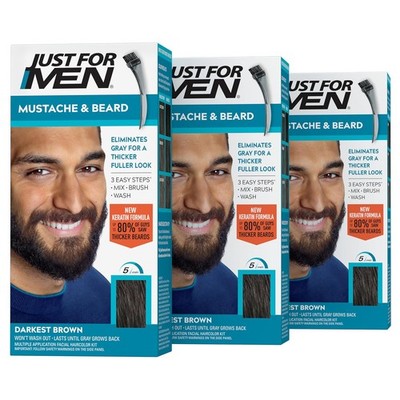 Just For Men Mustache & Beard, Beard Coloring for Gray Hair with Brush, With K