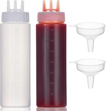Condiment Squeeze Bottles 3 Hole, 350Ml/11.8Oz Restaurant Squeeze Bottles for Sa