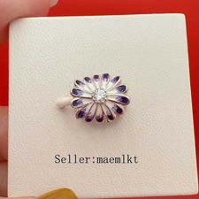 New 925 Sterling Silver Purple Daisy Charm For Bracelet 798775c02