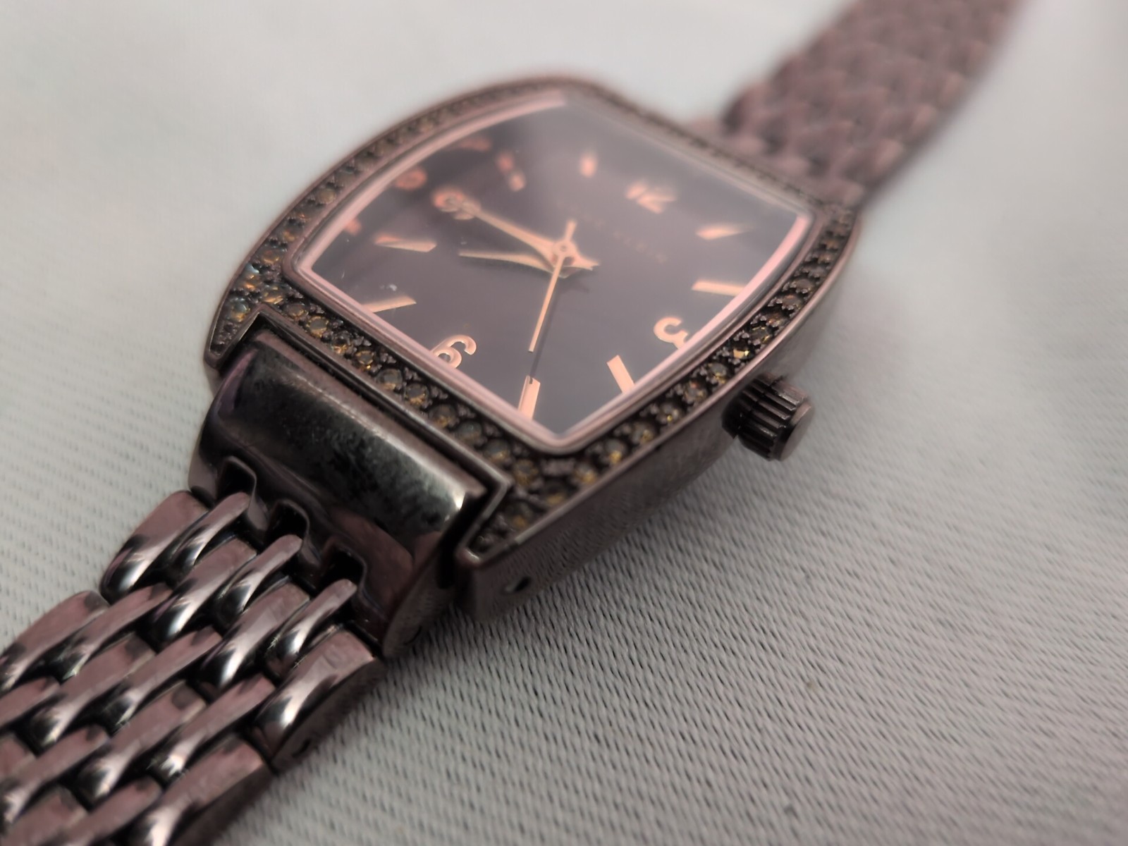 Anne Klein Rectangular Chocolate Brown Diamond La… - image 3