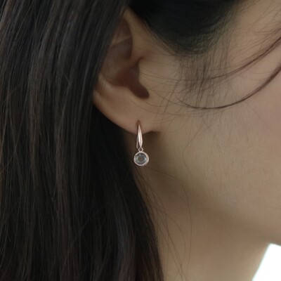 [PRIMAUTE] TWICEダヒョン着用☆Z BEAM RING Earrings New Kpop Fashion Real 925 Silver Twice the feels Dahyun Hoop
