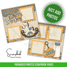 First Father's Day Scrapbook Page 2 PRINTED Premade Scrapbook Quick Pages 100