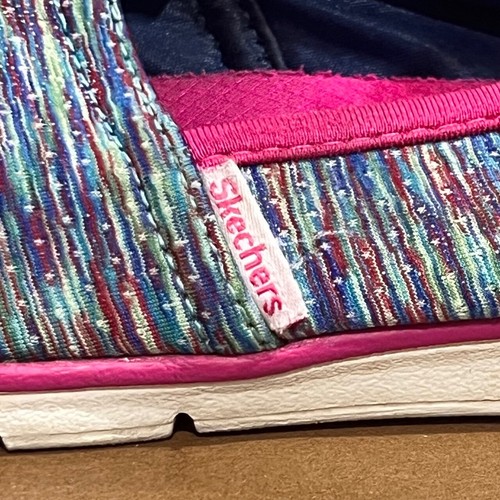 SKECHERS Kids Sz 4 Pink Colorful Memory Foam Slip-On Sneakers - Picture 6 of 14