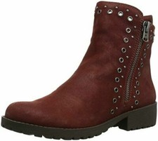 Lucky Brand Hannie Sable Brown Lugged Sole Studded Side Zip Ankle Moto Boot