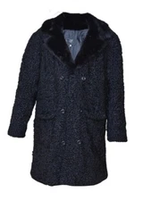 Women's Black Real Persian Lamb Fur Long Coat All Sizes Mink Collar  Pre Sale