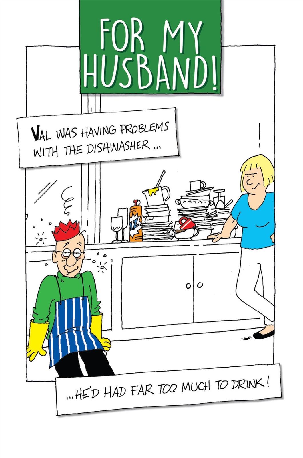 Norbert & Val, Dishwasher, Husband, Christmas Card, 159x235mm