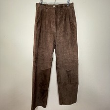 Double D Ranch Brown Suede Leather Wide Leg Pants Size 12
