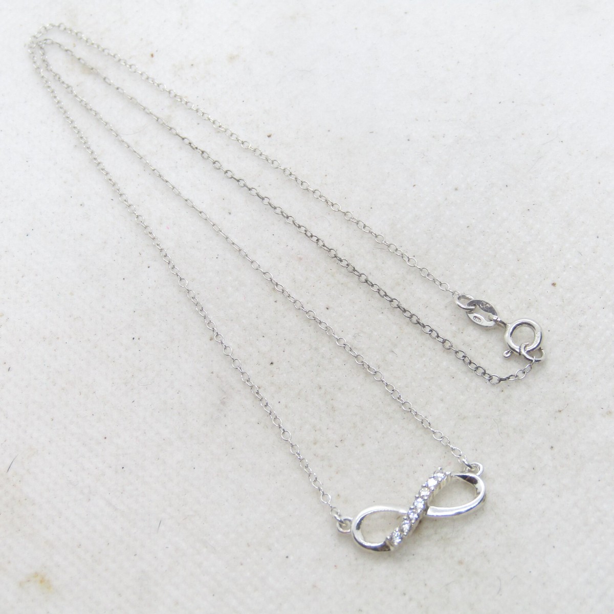 Sterling Silver 925 Cubic Zirconia Infinity Necklace 19