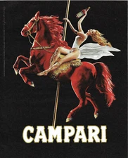 Campari Sexy Woman on Red Carousel Horse with Bottle 2006 Magazine Print Ad