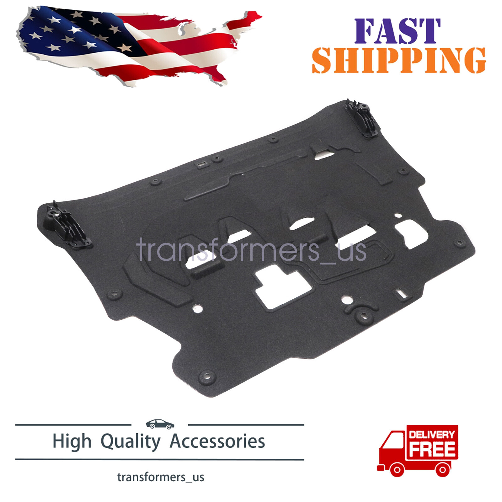 Fits Volvo S90 S60 XC90 XC60 V90 16-23 Engine Splash Shields Front Black Painted
