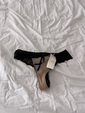 Vintage Panties Lady Princess Intimates Lace Thong Size Medium Black/nude 338