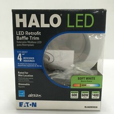 Halo 4 In Recessed Downlight Led 3000k Dimmable 60w Rl460wh930 Baffle Trim