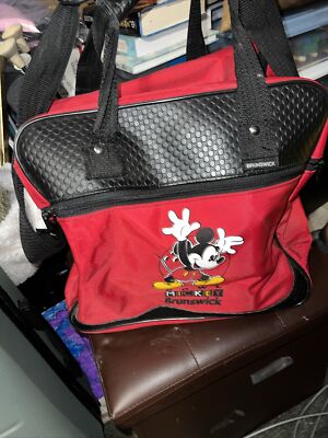 Brunswick Disney Mickey Mouse Bowling Ball/Bag Shoulder Strap Red Canvas Vintage