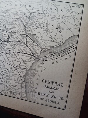 1890 train route Map CENTRAL RAILROAD & BANKING COMPANY OF GEORGIA all Lines 