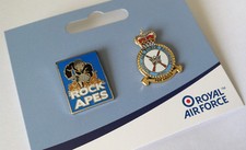 OFFICIAL ROYAL AIR FORCE LIMITED EDITION ROCK APES AND REGIMENT CREST PIN SET