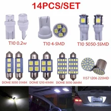 14Pcs LED Interior Package Kit For T10 36mm Map Dome License Plate Lights White