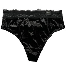 NWT TORRID High Waist Thong Pantie Sz 00X-0X-1X-2X-3X-4X Black Lace Velvet