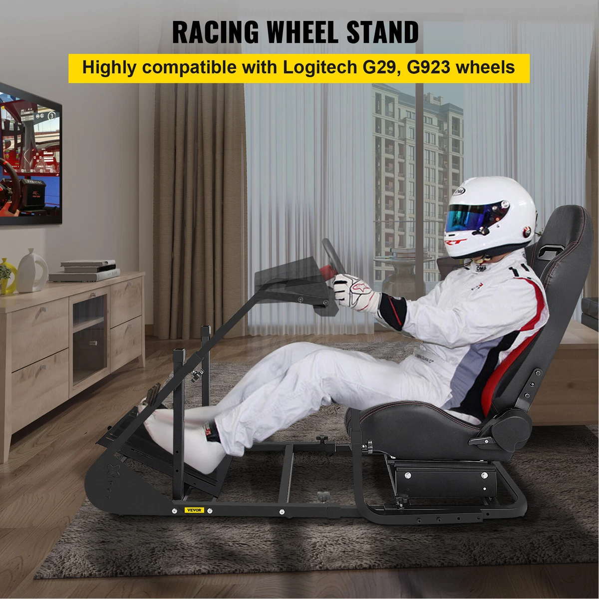 VEVOR RS6 Support Volant Réglable Chaise Jeu Course Wheel Stand Cockpit  Stable