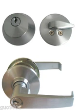 Keyed Entrance Entry Satin Chrome Grade 2 Commercial Handle Lever Deadbolt Locks