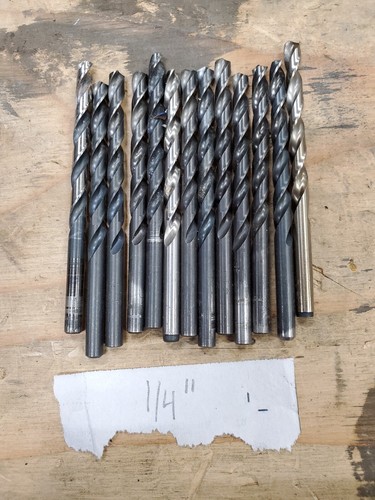 1/4" Drill Bits,  Lot of 13 quality bits, some new, some used from tool crib