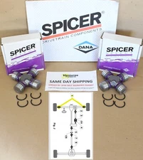 2012-2024 Jeep Wrangler Sahara Sport Front Axle Shaft U Joints 2 Each Spicer