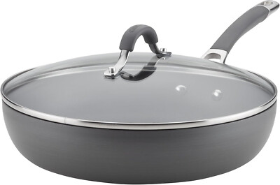 Deep Hard Anodized Non-Stick Pan with Lid - 12 inch, Gray