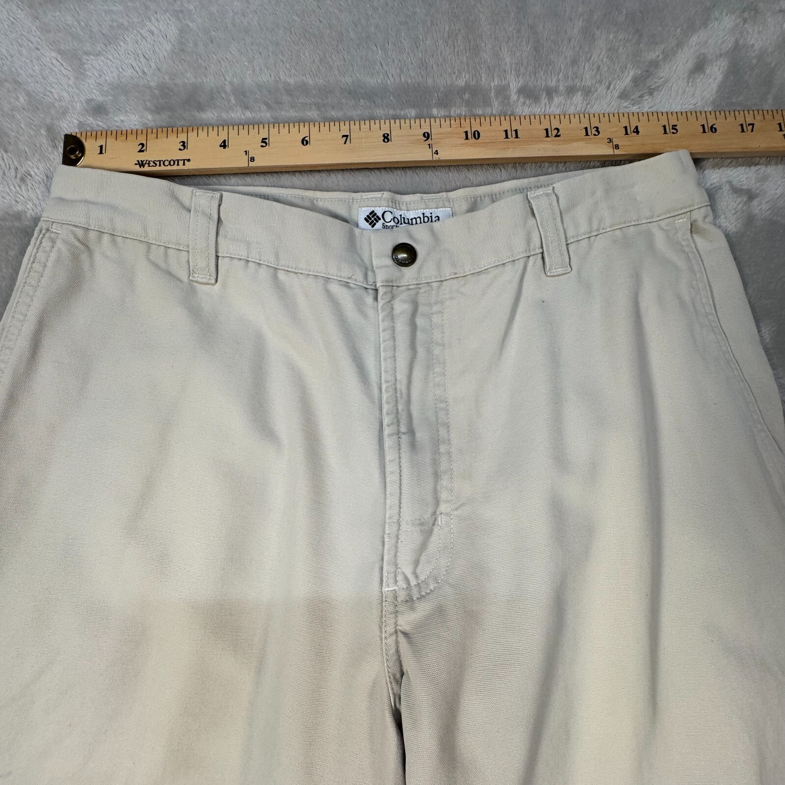 Columbia ROC Hiking Pants Men 33 Khaki Straight Utility Casual Work Zip Pocket