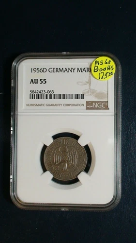 1956 D GERMANY ONE MARK NGC AU55 1M Coin PRICED TO SELL RIGHT NOW!
